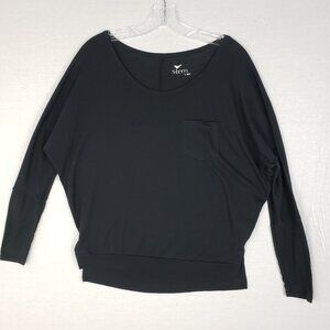 Stem Organic Cotton Blend Tee Long Sleeve Oversized Black size S Minimalist